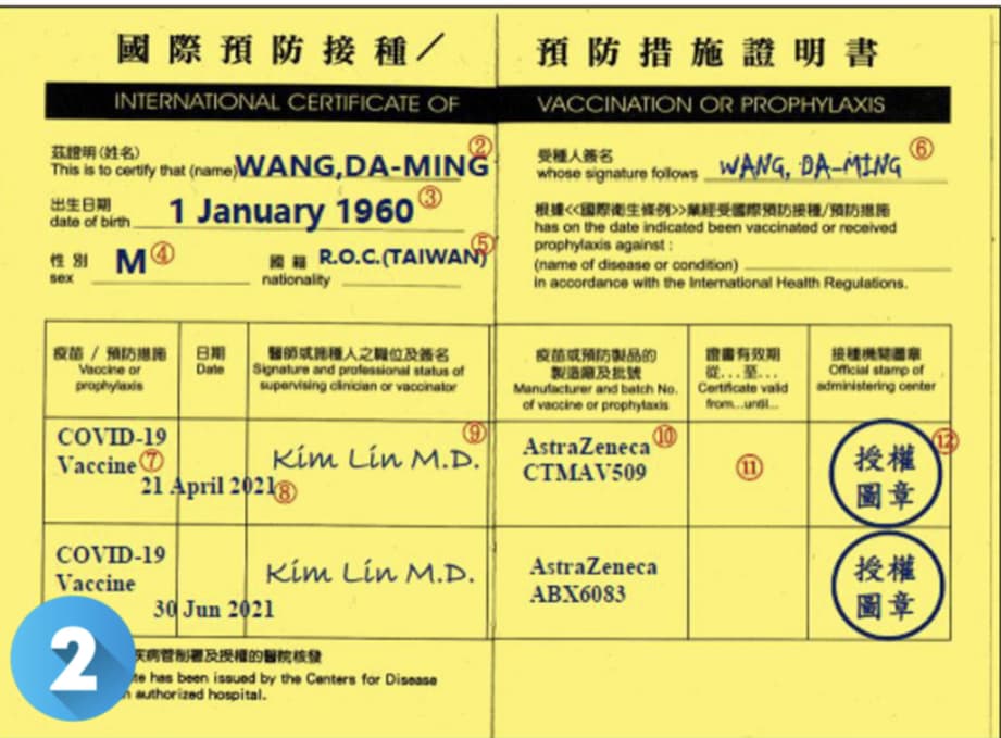 國際預防接種預防措施證明書